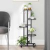 5-Floor Flower Stand with Wheels 17.3"x9.1"x39.4" Black Iron