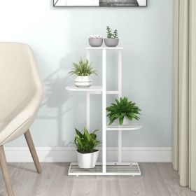 4-Floor Flower Stand 16.9"x8.7"x29.9" White Metal