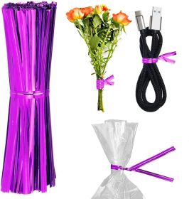 1000 Pack of Glossy Purple Twist Ties. 4" Bag Ties by Amiff. Foil Twist Ties for Cellophane Bags and Party Bags. Foil Coated Ties. Bendable Multi-Func