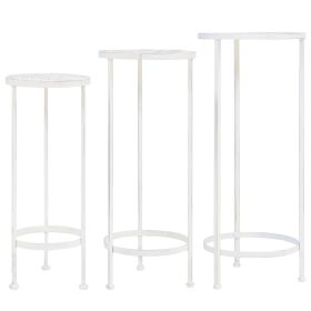 Plant Stand Set 3 Pieces Vintage Style Metal Antique White