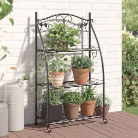 Flower Rack Black 22"x11.8"x37.8" Steel