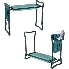 2-in-1 Garden Kneeler and Seat, Folding Garden Seat w/EVA Foam Kneeling Pad & Removable Tools Pouch, Sturdy Steel Frame, No Assembly