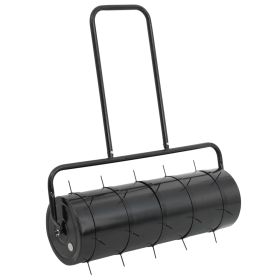 Garden Lawn Roller with Aerator Clamps Black 16.6 gal Iron and Steel