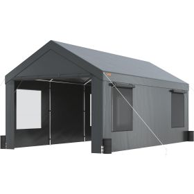 VEVOR Carport, Heavy Duty 12x20ft Car Canopy, Outdoor Garage Shelter with Removable Sidewalls, Roll-up Ventilated Windows & Door