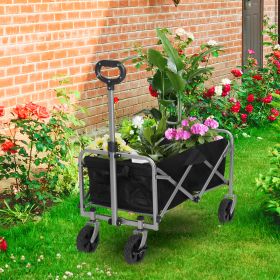 74.5*45.5*84cm 100kg 600d Oxford Cloth Steel Frame Flat Folding Style Black Cloth Silver Frame Garden Folding Cart