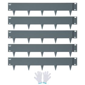 VEVOR Steel Landscape Edging, 5-pack Steel Garden Edging Borders, 39" L x 5" H Strips, Hammer-in Edging Border