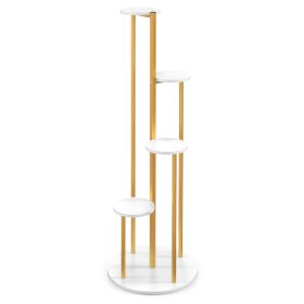 Indoor Metal Plant Stand Corner Plant Shelf for Potted Plant with Golden Metal Frame