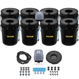 VEVOR DWC Hydroponic System, 5 Gallon 8 Buckets, Deep Water Culture Growing Bucket, Hydroponics Grow Kit with Pump, Air Stone and Water Level Device