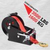 Boat Trailer Winch Hand Winch 3500lbs Heavy Duty Hook with 33ft Red Polyester Strap