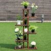 6 Tier Garden Wooden Shelf Storage Plant Rack Stand