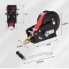 Boat Trailer Winch Hand Winch 3500lbs Heavy Duty Hook with 33ft Red Polyester Strap