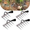 4 PCS Iron Rake, Garden Rake, Iron Rake The Heavy-Duty Iron Weeding Rake, Iron Rake Weeder With Handle