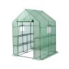 Mini Walk-in Greenhouse Indoor Outdoor -2 Tier 8 Shelves- Portable Plant Gardening Greenhouse (56L x 56W x 76H Inches)