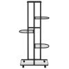 5-Floor Flower Stand with Wheels 17.3"x9.1"x39.4" Black Iron