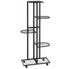 5-Floor Flower Stand with Wheels 17.3"x9.1"x39.4" Black Iron