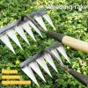 4 PCS Iron Rake, Garden Rake, Iron Rake The Heavy-Duty Iron Weeding Rake, Iron Rake Weeder With Handle