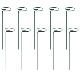 10Pcs Plant Support Stakes Garden Flower Single Stem Support Stake Iron Plant Cage Support Ring (size: 10in)