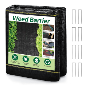 Weed Barrier Landscape Fabric with U-Shaped Securing Pegs, Heavy-Duty Block Gardening Mat Weed Control (size: 4X300)