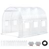 Walk-in Tunnel Greenhouse with Watering System Heavy Duty Portable Green House Protect Gardening Plants 1 Zipper Mesh Door, 8 Roll-up Windows