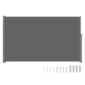 VEVOR Retractable Side Awning, 63''x 118'' Full Aluminum Rust-Proof Outdoor Privacy Screen, Folding Room Divider Wind Screen for Patio Sun Shade (Color: gray, size: 63 x 118 inch)