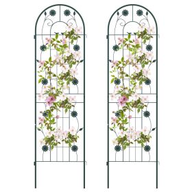 2 Pack 71 x 20 Inches Metal Garden Trellis Rustproof Plant Support for Climbing Plants (Color: green)