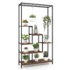 6-Tier Tall Plant Stand 71" Metal Indoor Plant Shelf with 10 Hanging Hooks