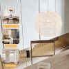 Adjustable Hanging Rope Farmhouse Rattan Pendant Lights Cage