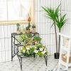 2-Tier Stair Style Metal Plant Stand for Indoor and Outdoor