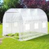 Walk-in Tunnel Greenhouse with Watering System Heavy Duty Portable Green House Protect Gardening Plants 1 Zipper Mesh Door, 8 Roll-up Windows